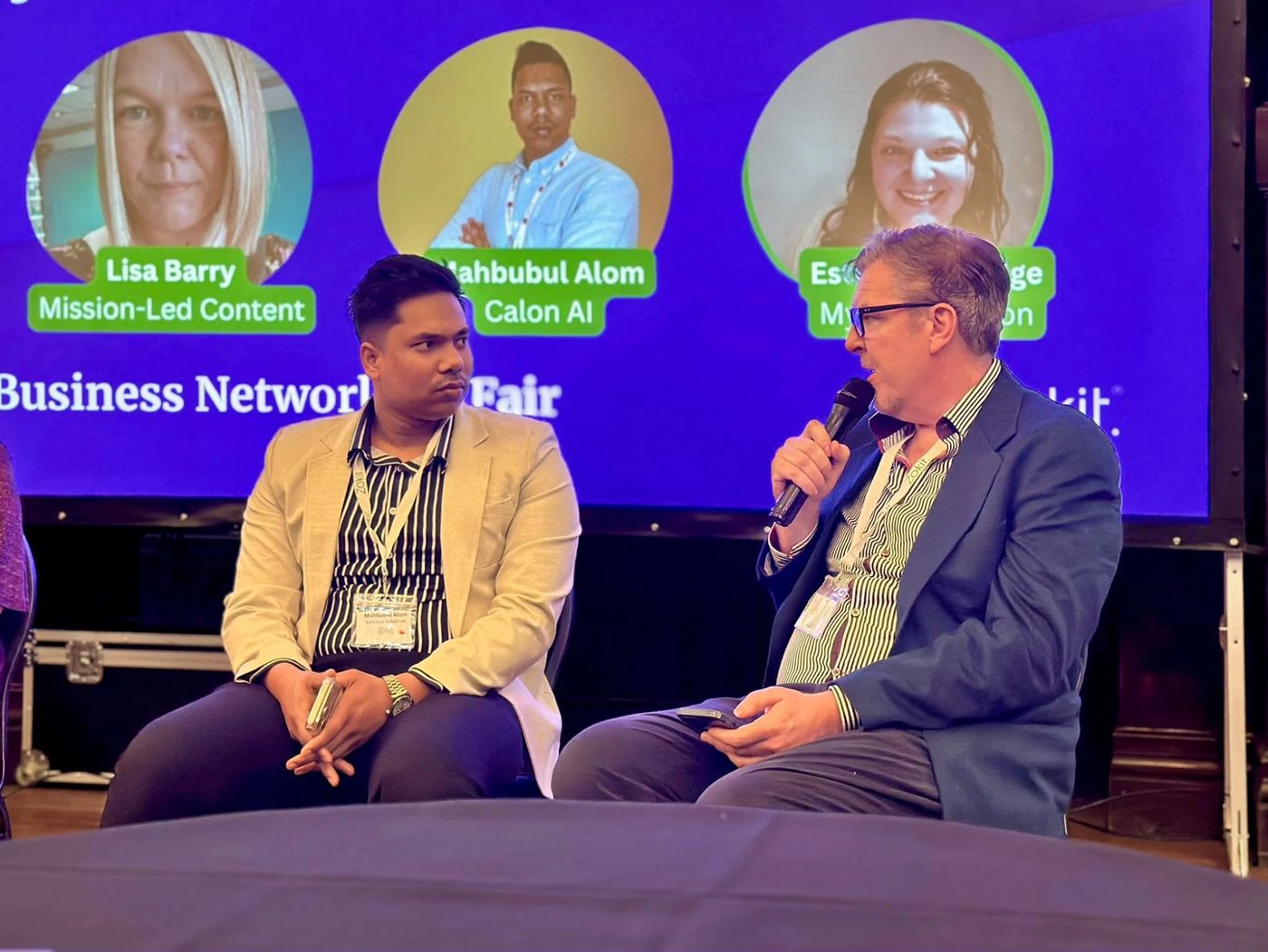 Calon AI speaking on a panel at the Business Network Fair